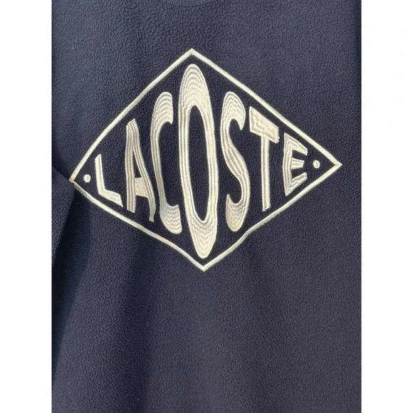 Lacoste LIVE Fleece Sweatshirt Diamond Logo Pullover Navy Blue Mens - Picture 3 of 10